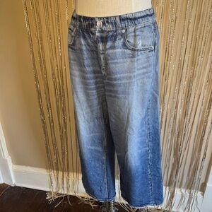 rag & bone Miramar Wide-Leg Jeans LARGE Stretch Terry Cotton Waist 34" Long 36"